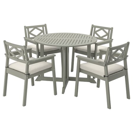 Стол + 4 кресла, для/сада, серый морилка/ФРЁСЁН/ДУВХОЛЬМЕН бежевый IKEA BONDHOLMEN БОНДХОЛЬМЕН 093.305.10