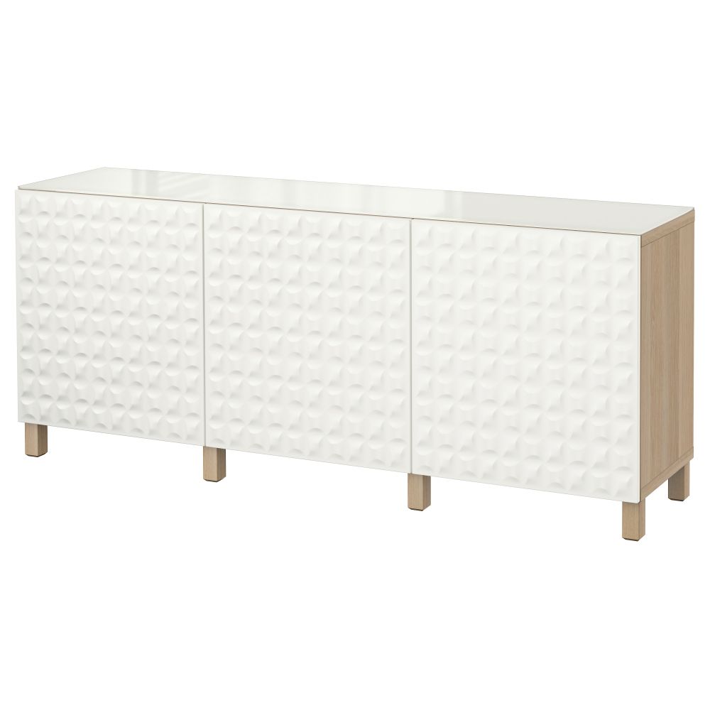 Комбинация для хранения с дверцами БЕСТО, под беленый дуб, Дьюпвикен белый (180x40x74 см) - фото 1