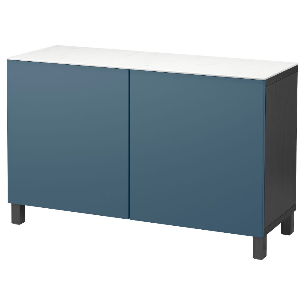 Комбинация для хранения с дверцами БЕСТО, черно-коричневый, Вальвикен темно-синий (120x42x74 см) - фото 1