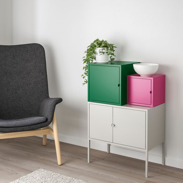 Комбинация для хранения, серый темно-зеленый/розовый 60x92 см IKEA ЛИКСГУЛЬТ 392.487.50 - фото 2