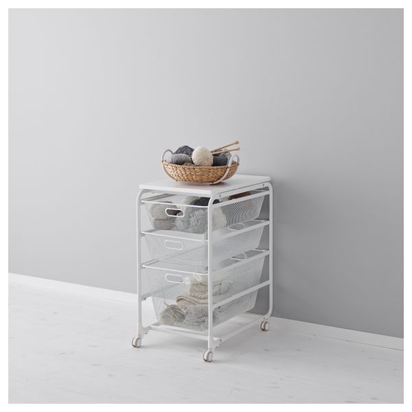 Рама, сетчатые корзин, верх полка, колесики АЛЬГОТ, белый (41x60x78 см) - фото 1