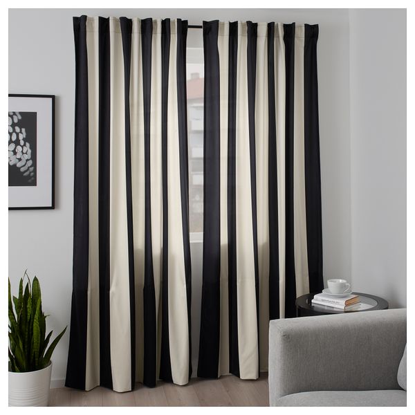 Гардины, 1 пара ОМЕДЕЛЬБАР, черный, белый (145x300 см) - фото 3