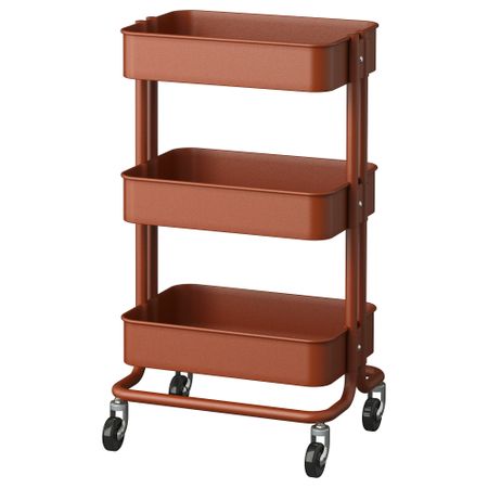 Тележка РОСКУГ, красный/коричневый (35x45x78 см)