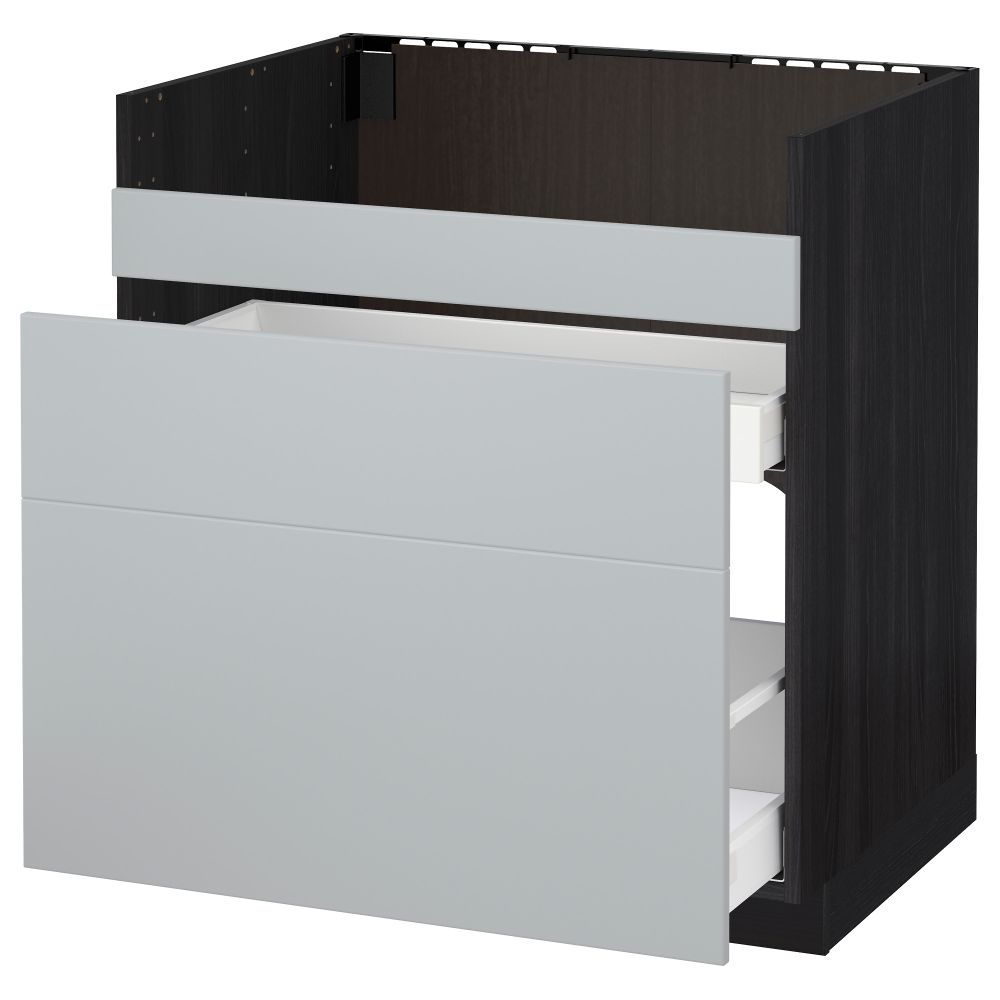 Напольный шкаф под мойку ДУМШЁ, 3 фасада, 2 ящика МЕТОД / МАКСИМЕРА, черный, Веддинге серый - схема-чертеж с размерами