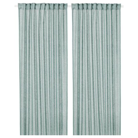 Гардины, 1 пара ЛЕЙОНГЭП, зеленый (145x300 см)