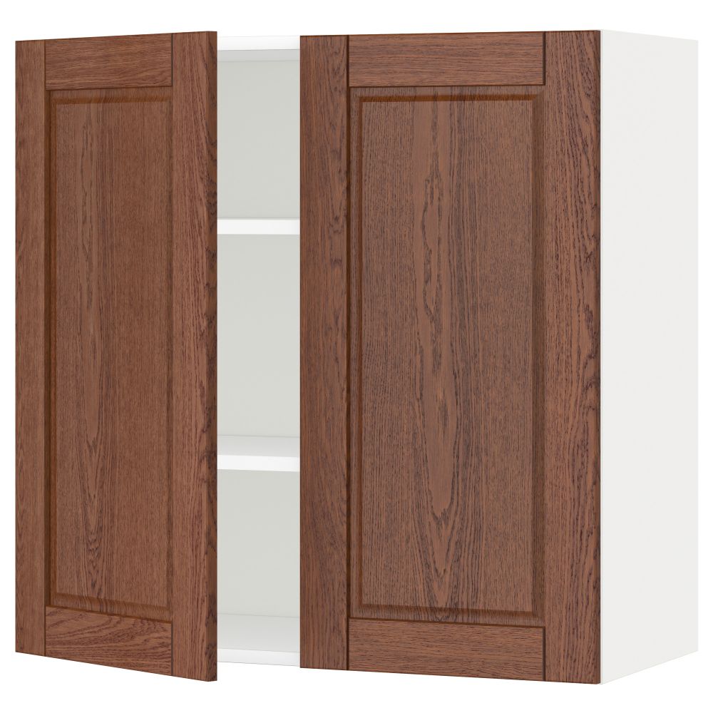 Навесной шкаф с полками, 2 дверцы МЕТОД, белый, Филипстад коричневый - схема-чертеж с размерами