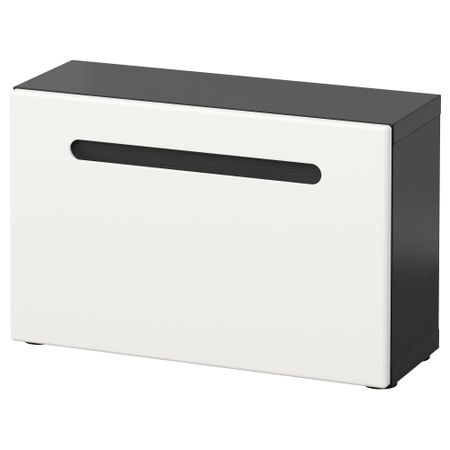 Стеллаж с дверью БЕСТО, черно-коричневый, Марвикен белый (60x20x38 см)