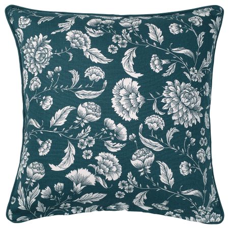 Чехол на подушку, 50x50 см, синий-белый, с цветочным орнаментом IKEA IDALINNEA ИДАЛИННЕЯ 004.725.23