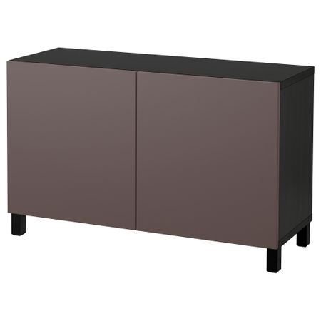 Комбинация для хранения с дверцами БЕСТО, черно-коричневый, Вальвикен темно-коричневый (120x40x74 см)