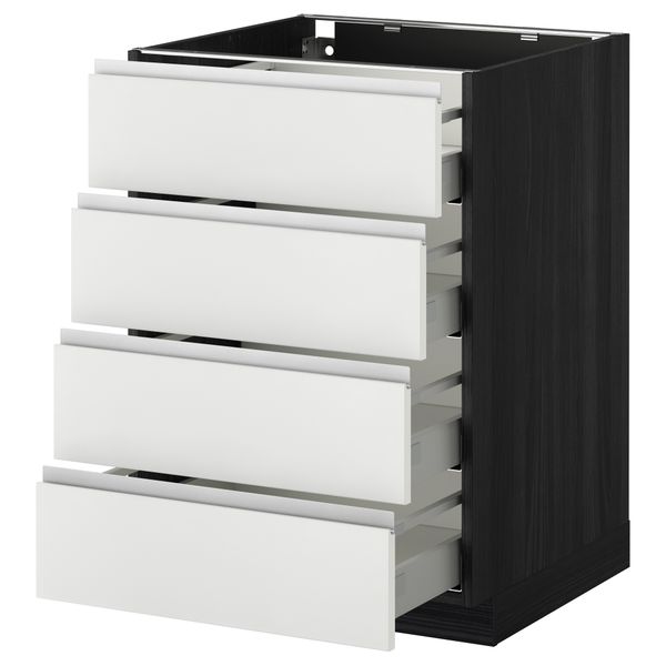 Напольный шкаф 4 фронтальных панели, 4 ящика МЕТОД / МАКСИМЕРА, черный, Нодста белый - схема-чертеж с размерами
