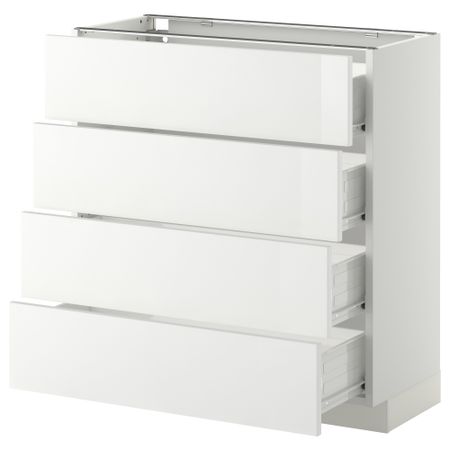 Напольный шкаф 4 фронтальных панели, 4 ящика МЕТОД / ФОРВАРА, белый, Рингульт белый