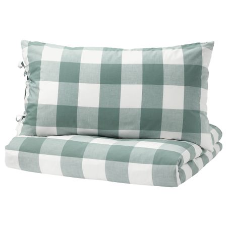 Пододеяльник и 2 наволочки ЭММИ РУТА, зеленый, белый (200x200/50x70 см)