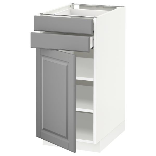 Напольный шкаф с дверцей, 2 ящиками МЕТОД / МАКСИМЕРА, белый, Будбин серый - схема-чертеж с размерами