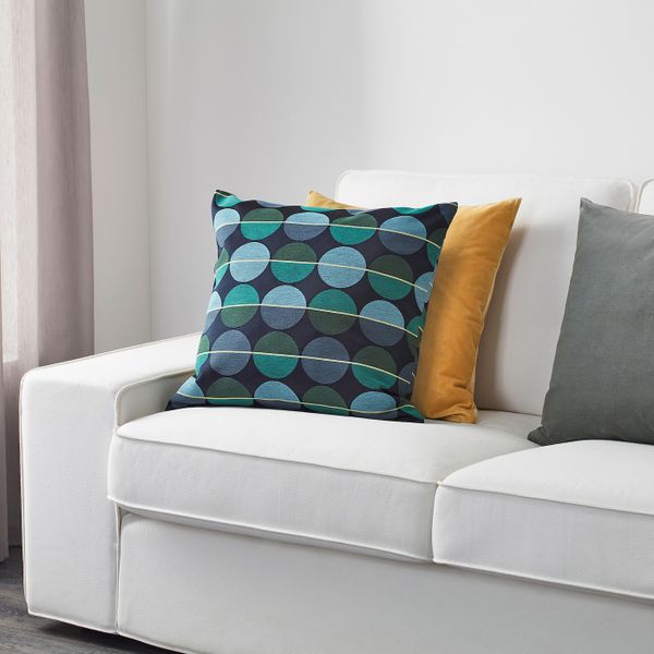 Чехол на подушку, синий-зеленый 50x50 см IKEA ОТТИЛЬ 503.623.86 - фото 3
