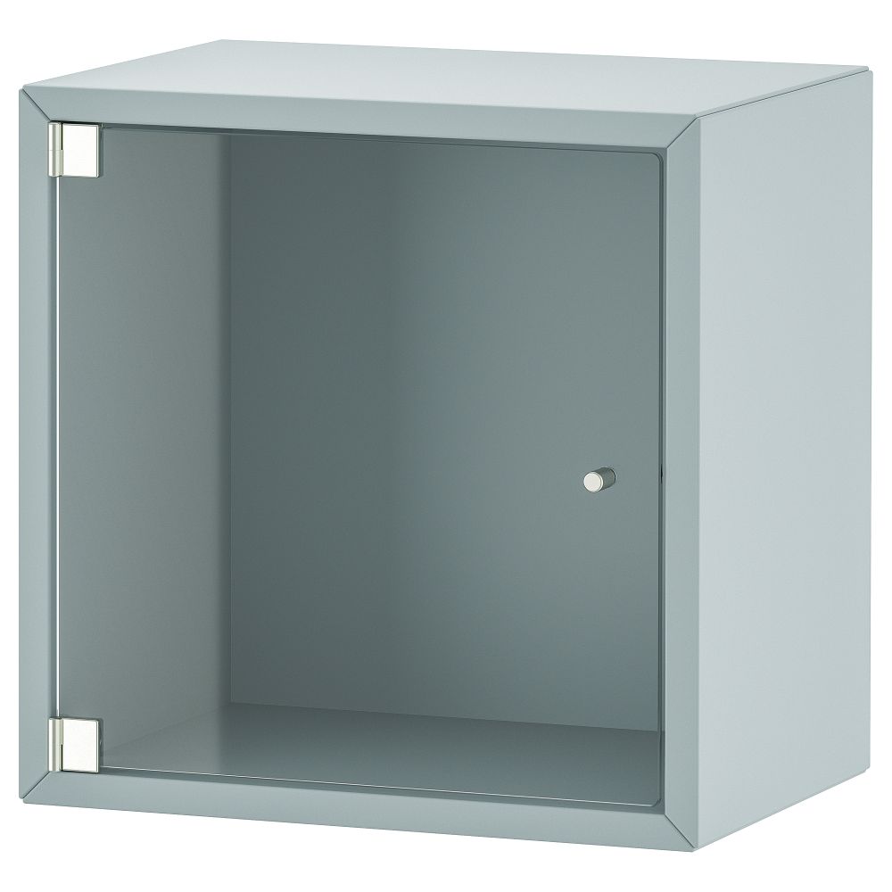 Навесной шкаф со стеклянной дверью, серо-синий светлый, 35x25x35 см IKEA EKET ЭКЕТ 695.330.10 - фото 1