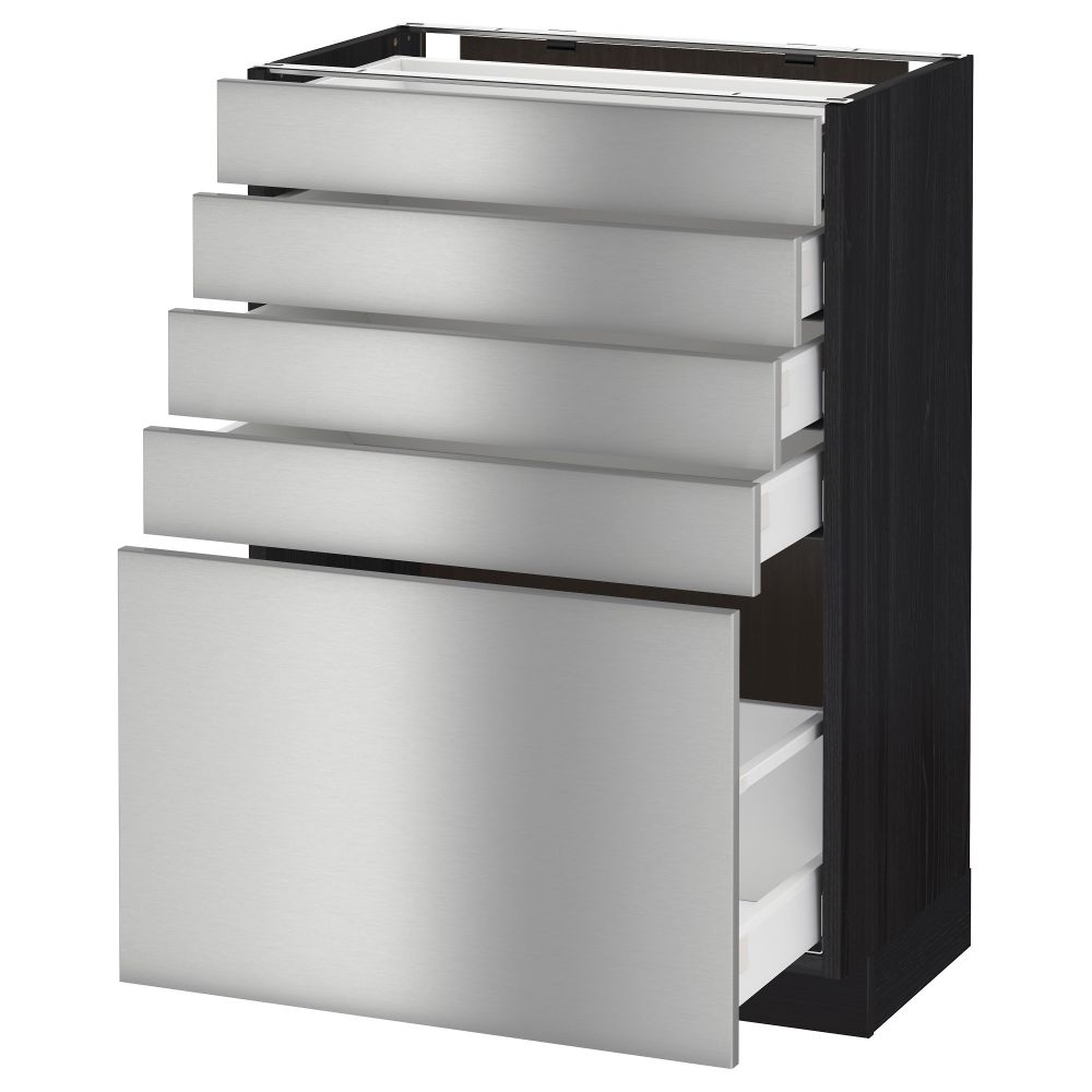 Напольный шкаф с 5 ящиками МЕТОД / МАКСИМЕРА, черный, Гревста нержавеющ сталь - схема-чертеж с размерами
