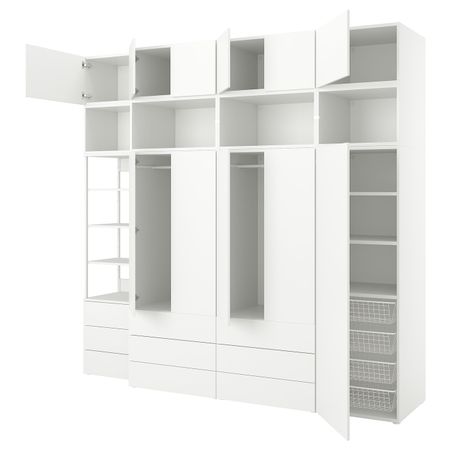 Гардероб с 11 дверями/9 ящиками, белый/ФОННЕС белый 280x57x261 см IKEA OPPHUS ОПХУС 594.374.10