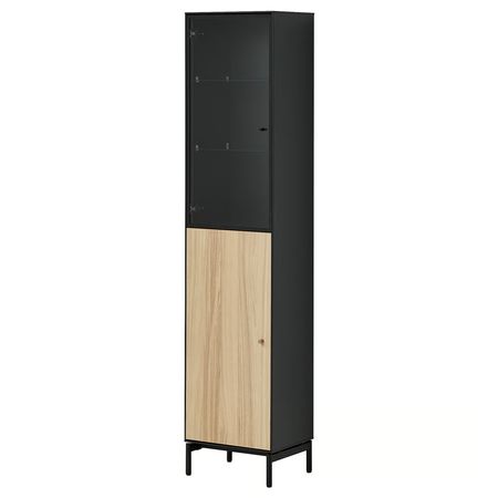 BOASTAD Шкаф высокий - чёрный/дубовый шпон 41x32x185 см