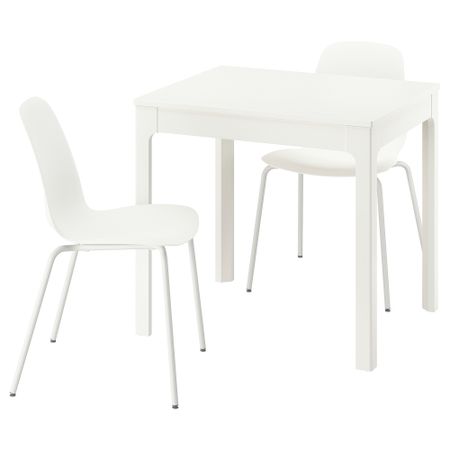 Стол и 2 стула, белый, белый белый, 80, 120 см IKEA LIDÅS, EKEDALEN ЛЕН ЭКЕДАЛЕН 595.703.81