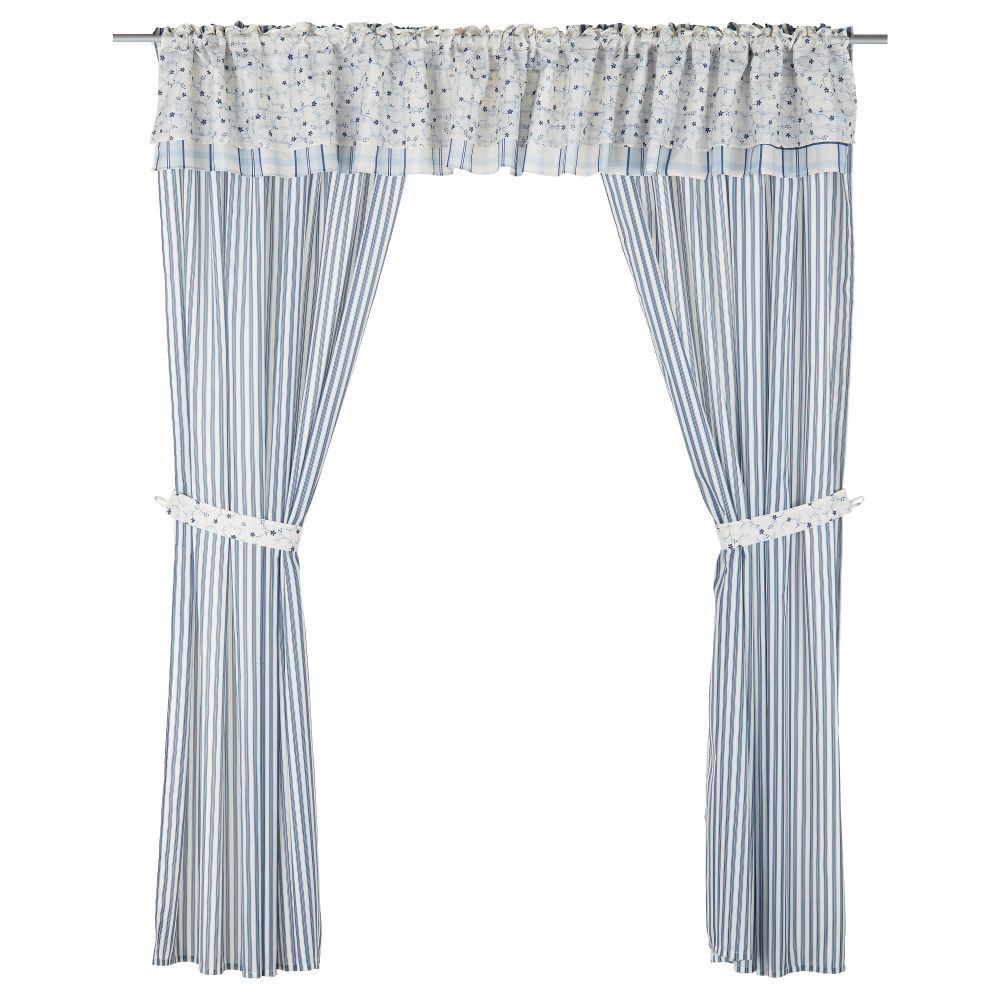 Гардины с прихватом, 2 шт + ламбрекен ВОРИРИС, синий (145x220 см) - схема-чертеж с размерами