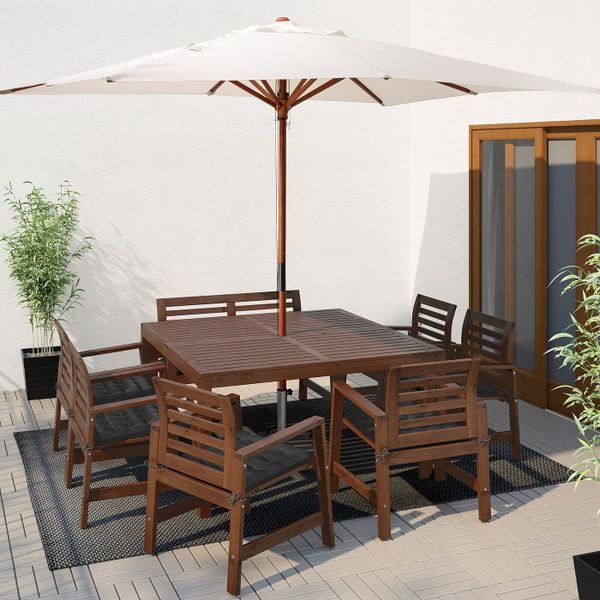 Стол+6кресел+скамья,д/сада, коричневая морилка/Холло черный IKEA ЭПЛАРО 192.898.45 - фото 2