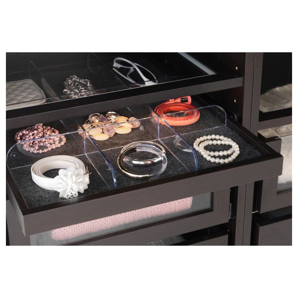 Выдвижная полка с разделителем КОМПЛИМЕНТ, черно-коричневый, прозрачный - схема-чертеж с размерами