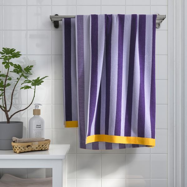 Простыня банная, 100x150 см, сиреневый, в полоску IKEA ENSKOTTMAL 705.469.26 - фото 5
