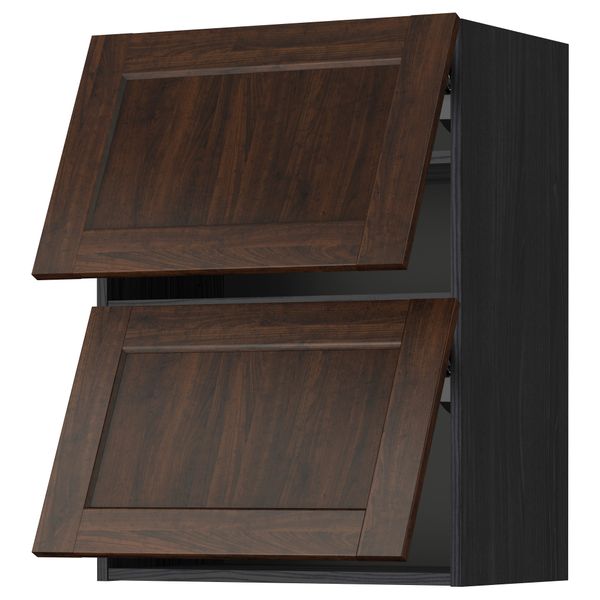 Навесной шкаф, 2 дверцы, горизонтальный МЕТОД, черный, Эдсерум коричневый - схема-чертеж с размерами