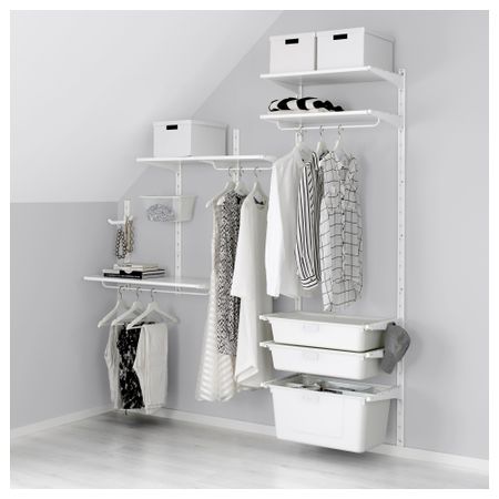 Настенная штанга/полки/контейнер АЛЬГОТ, белый (189x41x197 см)