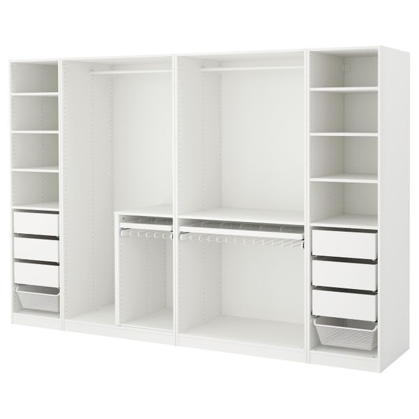 Гардероб, белый, 300x58x201 см IKEA ПАКС 892.517.21 - схема-чертеж с размерами