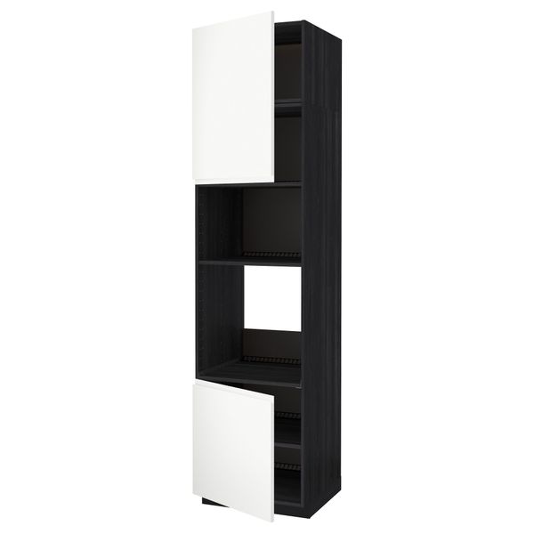 Высокий шкаф для духовки/СВЧ, 2 дверцы, полки МЕТОД, черный, Воксторп белый - схема-чертеж с размерами