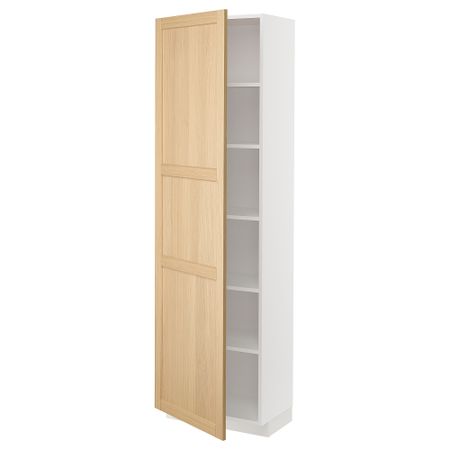 Высокий шкаф с полками, белый, Forsbacka дуб, 60x37x200 см IKEA METOD МЕТОД 095.094.14