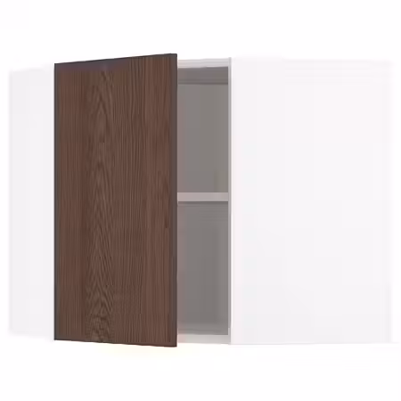 METOD Угловой навесной шкаф с полками - белый/Sinarp коричневый 68x60 см