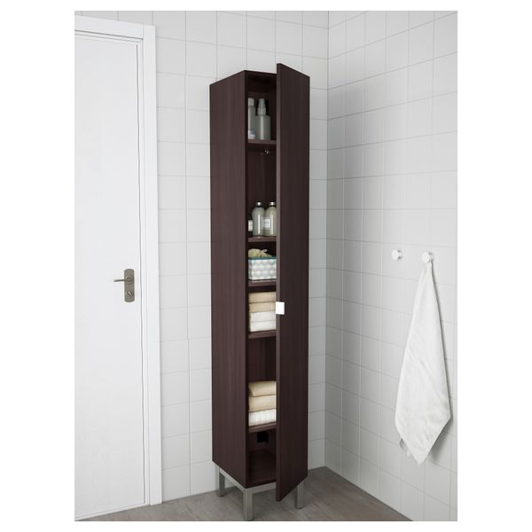 Шкаф высокий ЛИЛЛОНГЕН, черно-коричневый черно-коричневый (30x38x179 см) - фото 2