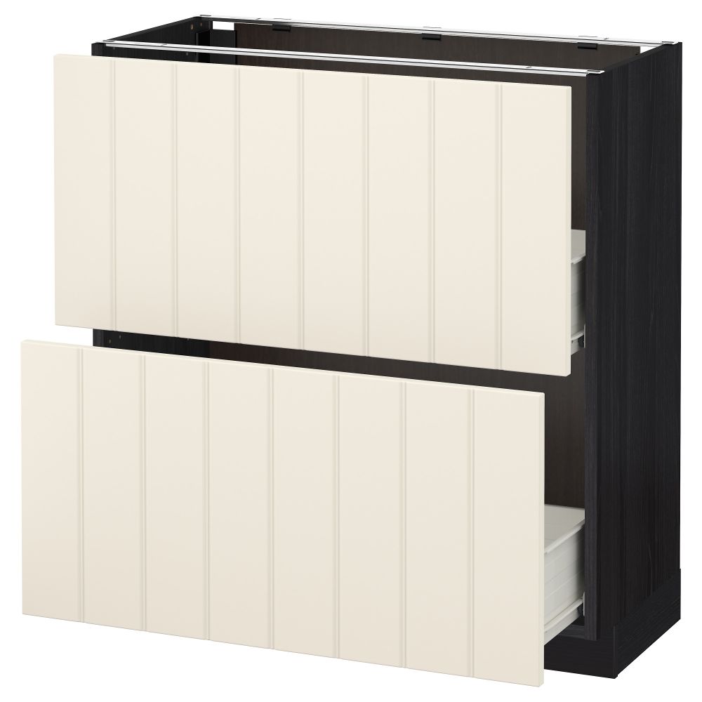 Напольный шкаф с 2 ящиками МЕТОД / ФОРВАРА, черный, Хитарп белый с оттенком - схема-чертеж с размерами