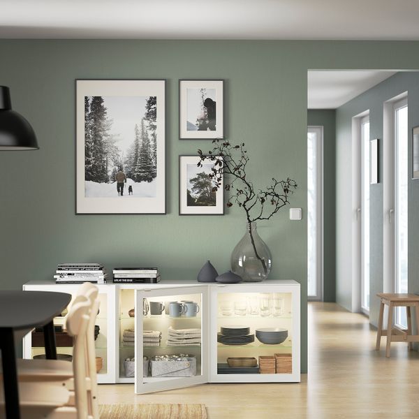 Стеклянная дверь, белый, прозрачное стекло 60x64 см IKEA GLASSVIK ГЛАССВИК 603.839.58 - схема-чертеж с размерами