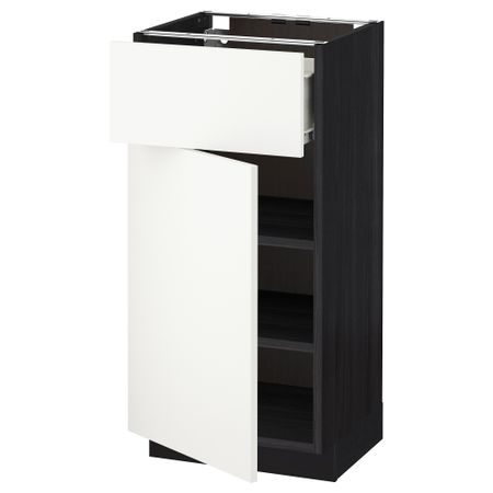 Напольный шкаф с ящиком, дверью МЕТОД / ФОРВАРА, черный, Хэггеби белый