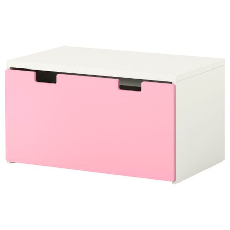 Скамья с ящиком СТУВА, белый, розовый (90x50x50 см)