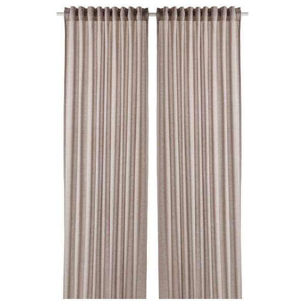Гардины, 2 шт., светло-коричневый 145x300 см IKEA HANNALILL ХАННАЛИЛЛ 704.984.59 - фото 1