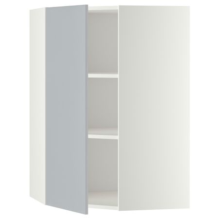 Угловой навесной шкаф с полками, 68x100 см, белый, Veddinge серый IKEA METOD МЕТОД 899.179.98