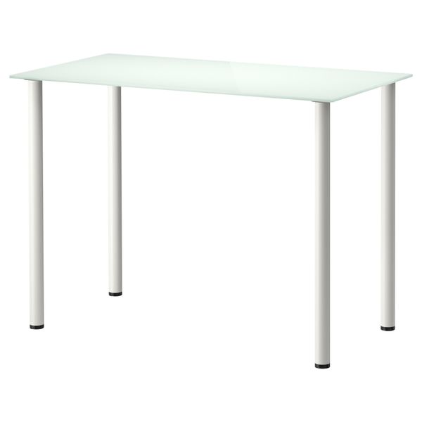 Стол ГЛАСХОЛЬМ / АДИЛЬС, стекло белый, белый (99x52 см) - фото 1