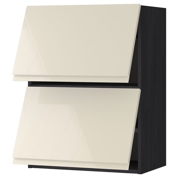 Навесной шкаф, 2 дверцы, горизонтал, черный, Воксторп глянцевый светло-бежевый 60x80 см IKEA МЕТОД 892.406.81 - схема-чертеж с размерами