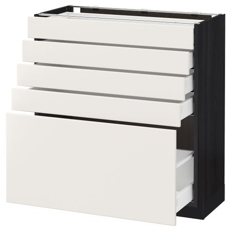 Напольный шкаф с 5 ящиками МЕТОД / МАКСИМЕРА, черный, Веддинге белый