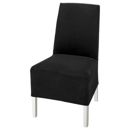 Стул с чехлом средней длины, белый/Дьюпарп темно-серый IKEA BERGMUND БЕРГМУНД 593.997.38