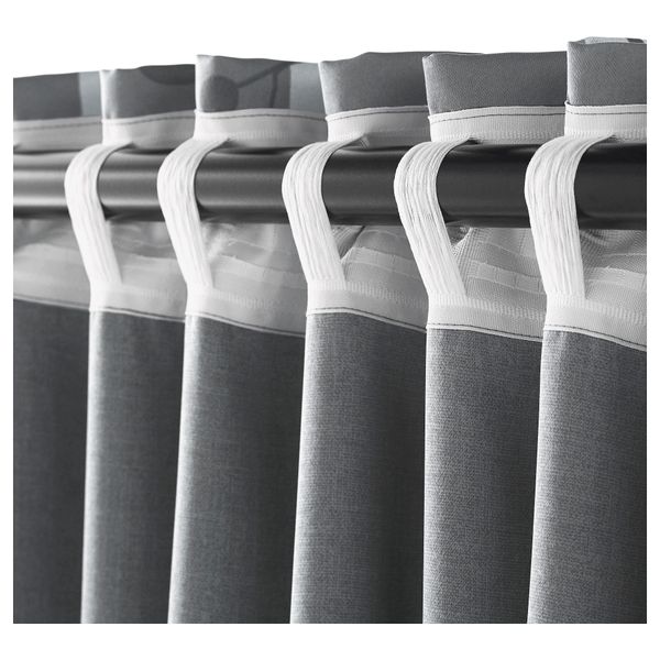Гардины, блокирующие свет, 1 пара ГУННИ, серый (145x300 см) - фото 3