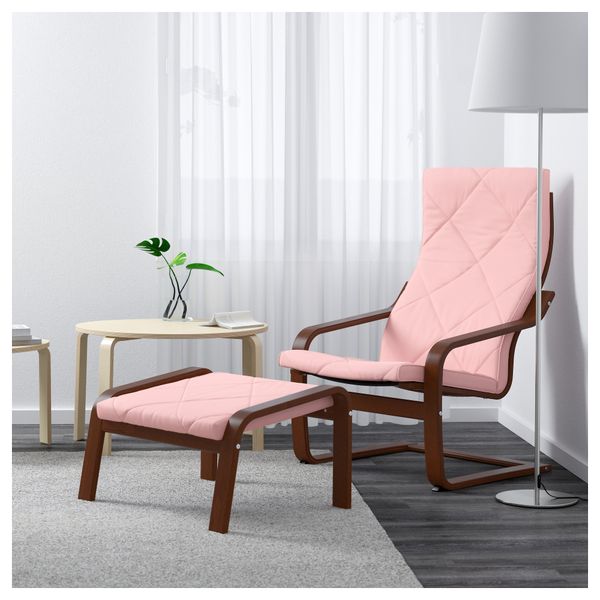 Табурет для ног ПОЭНГ, классический коричневый, Эдум розовый - фото 2