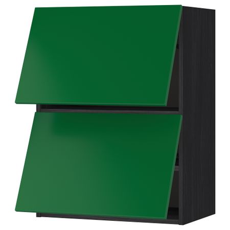Навесной шкаф, 2 дверцы, горизонтальный МЕТОД, черный, Флэди зеленый