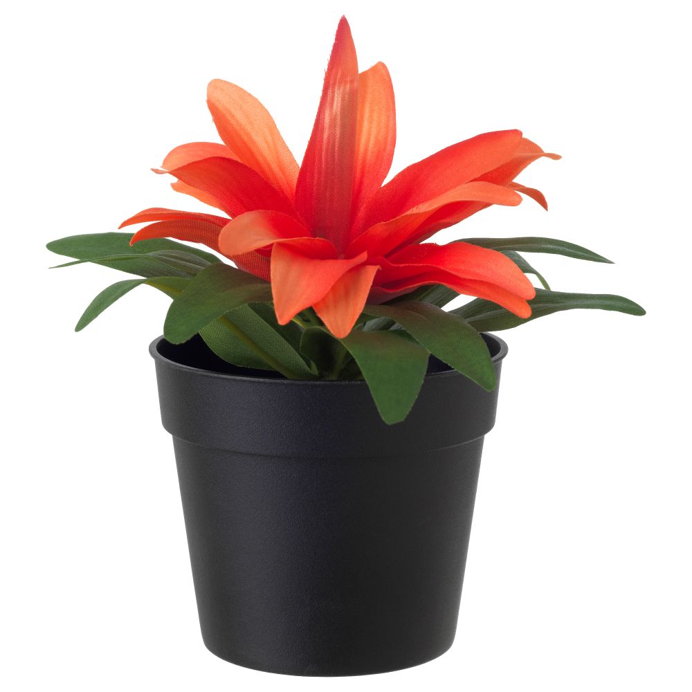 Искусственное растение в горшке ФЕЙКА, Бромелия оранжевый (9 см) - схема-чертеж с размерами