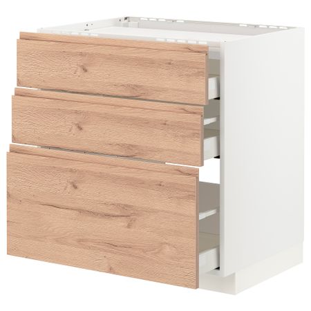 Шкаф для варочной панели, 3 фасада, 3 ящика, 80x60 cm IKEA METOD МЕТОД, MAXIMERA МАКСИМЕРА 894.031.35