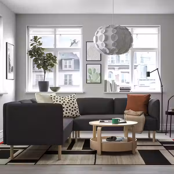 LILLEHEM 4-местный модульный угловой диван - Gunnared темно-серый/дерево - фото 2